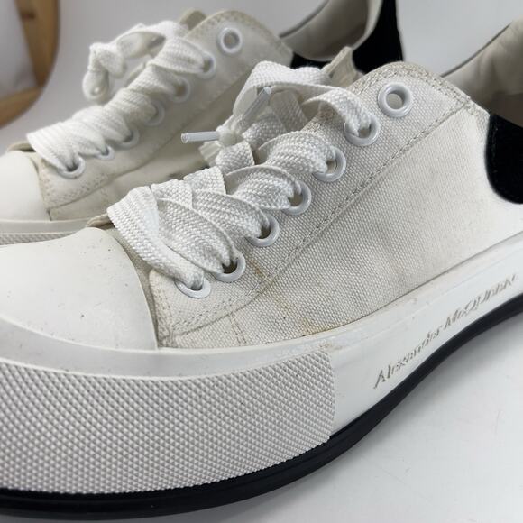 Alexander McQueen Deck Plimsoll Low Sneakers Mens EU 44 US 11 Canvas White Black main image 7